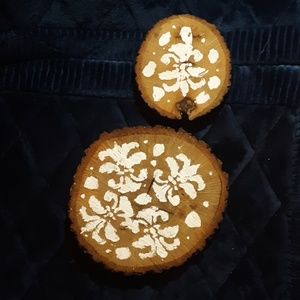 Fleur de lis wood painting design decor coaster